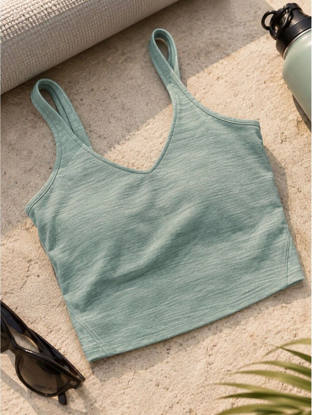 Lululemon Align Tank Top Heathered Tidewater Teal Nulu Built-In Bra Size 8